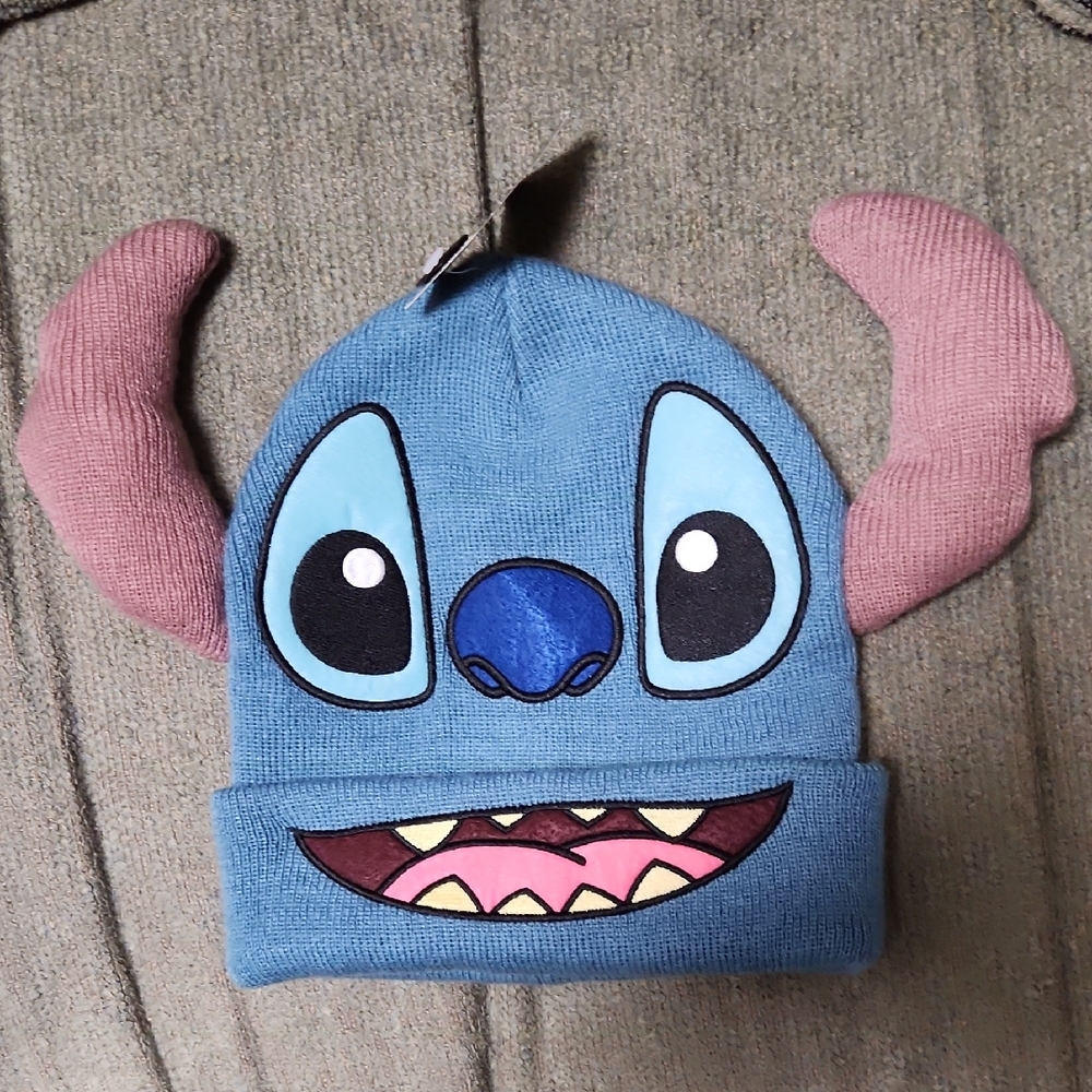 Lilo & Stitch Knit Cap Beanie ☆ 3D Ears & Embroidered Features: Eyes Nose Mouth